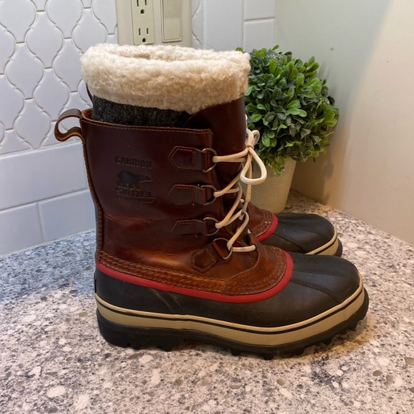 Sorel Caribou Burro Boots Brown Wool Lining NM1873-282 Waterproof Mens 8 - Picture 1 of 8